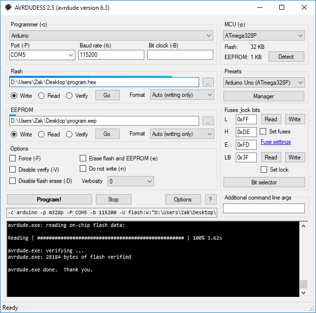 AVRDUDESS – A GUI for AVRDUDE | Zak's Electronics Blog ~*